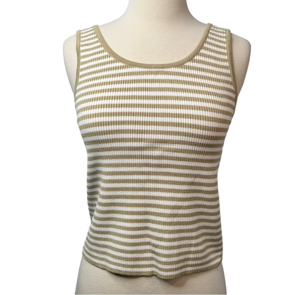 Ellen Tracy Linda Allard Stripe Ribbed Knit Tank Top